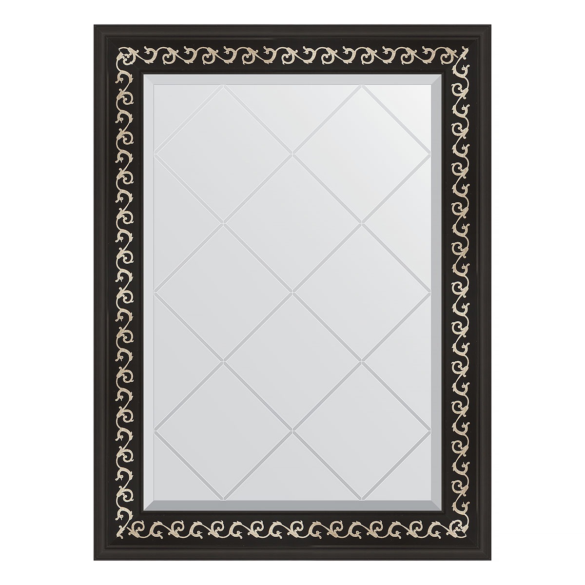 Зеркало с гравировкой в багетной раме Evoform черный ардеко 81 мм 65x87 см зеркало с фацетом в багетной раме evoform ардеко 81 мм 75х105 см