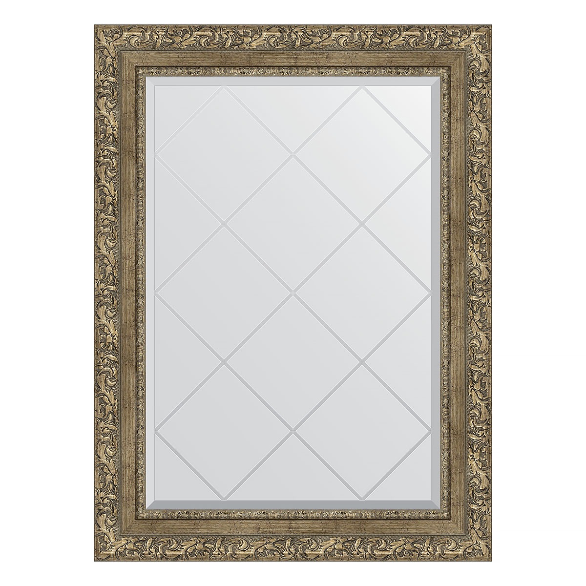Зеркало с гравировкой в багетной раме Evoform виньетка античная латунь 85 мм 65x87 см