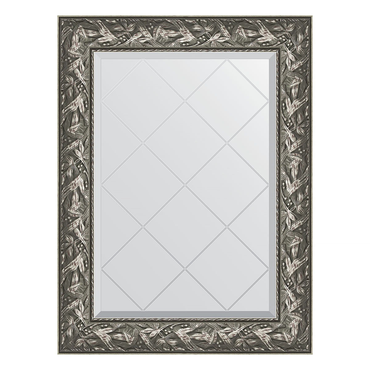 зеркало с гравировкой в багетной раме evoform византия серебро 99 мм 89x89 см Зеркало с гравировкой в багетной раме Evoform византия серебро 99 мм 69x91 см