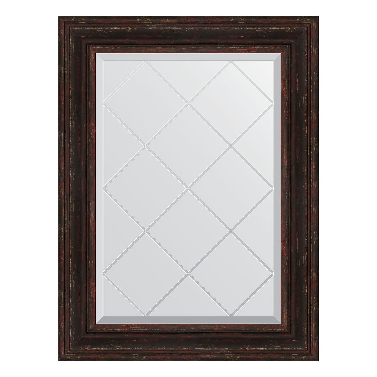 Зеркало с гравировкой в багетной раме Evoform темный прованс 99 мм 69x91 см зеркало 79х169 см темный прованс evoform exclusive by 3603
