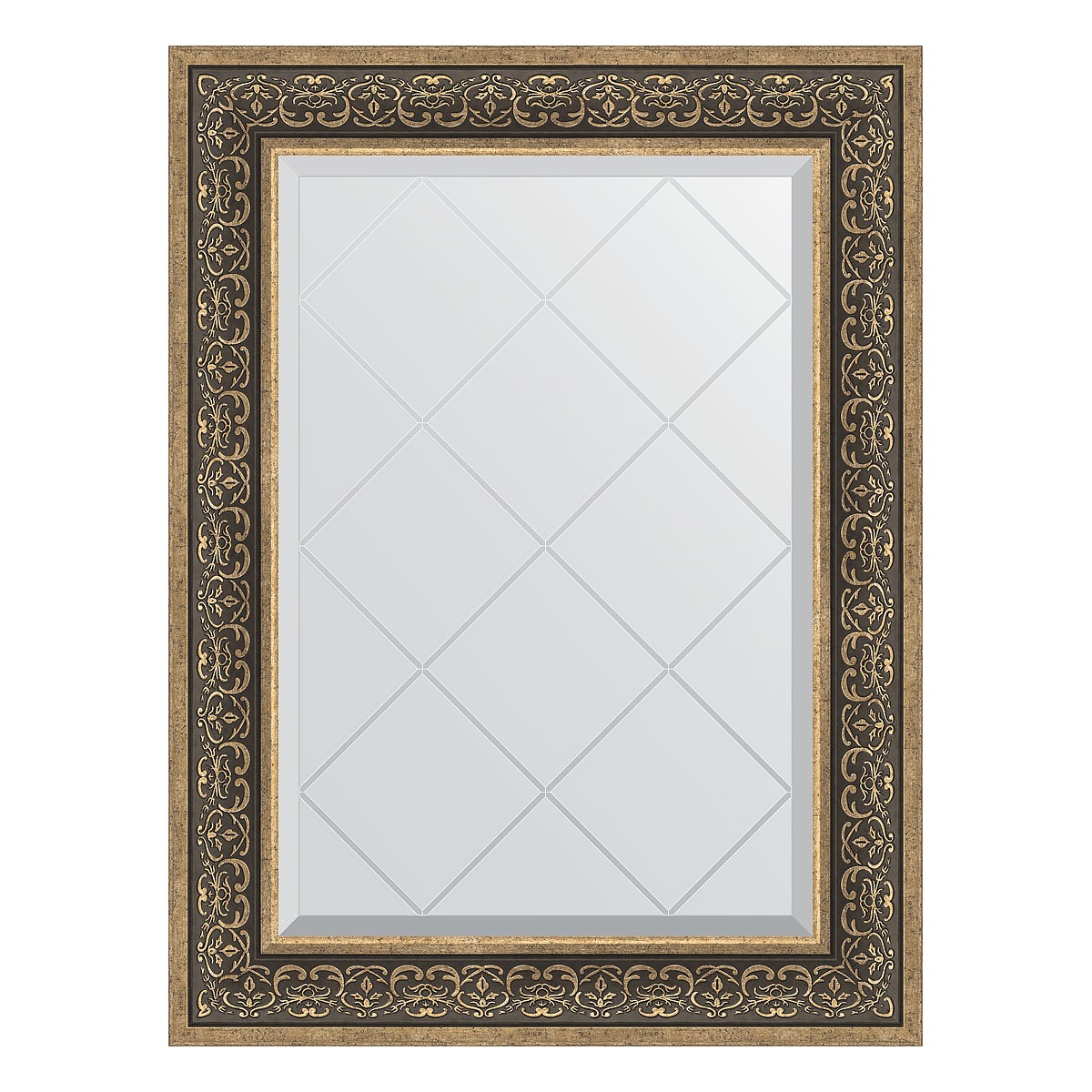 Зеркало с гравировкой в багетной раме Evoform вензель серебряный 101 мм 69x91 см