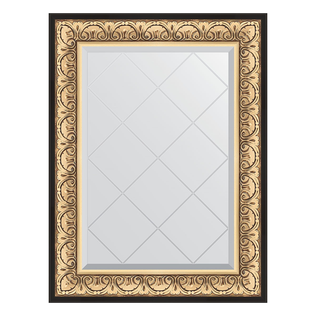 Зеркало с гравировкой в багетной раме Evoform барокко золото 106 мм 70x92 см