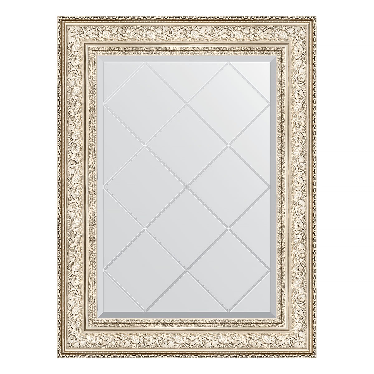 Зеркало с гравировкой в багетной раме Evoform виньетка серебро 109 мм 70x93 см зеркало 45х55 см виньетка античное серебро