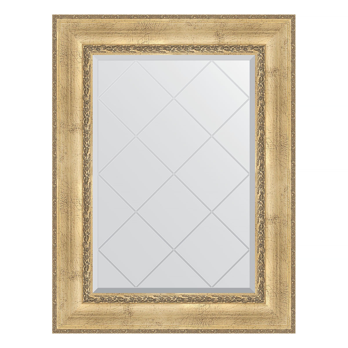 Зеркало с гравировкой в багетной раме Evoform состаренное серебро с орнаментом 120 мм 72x95 см