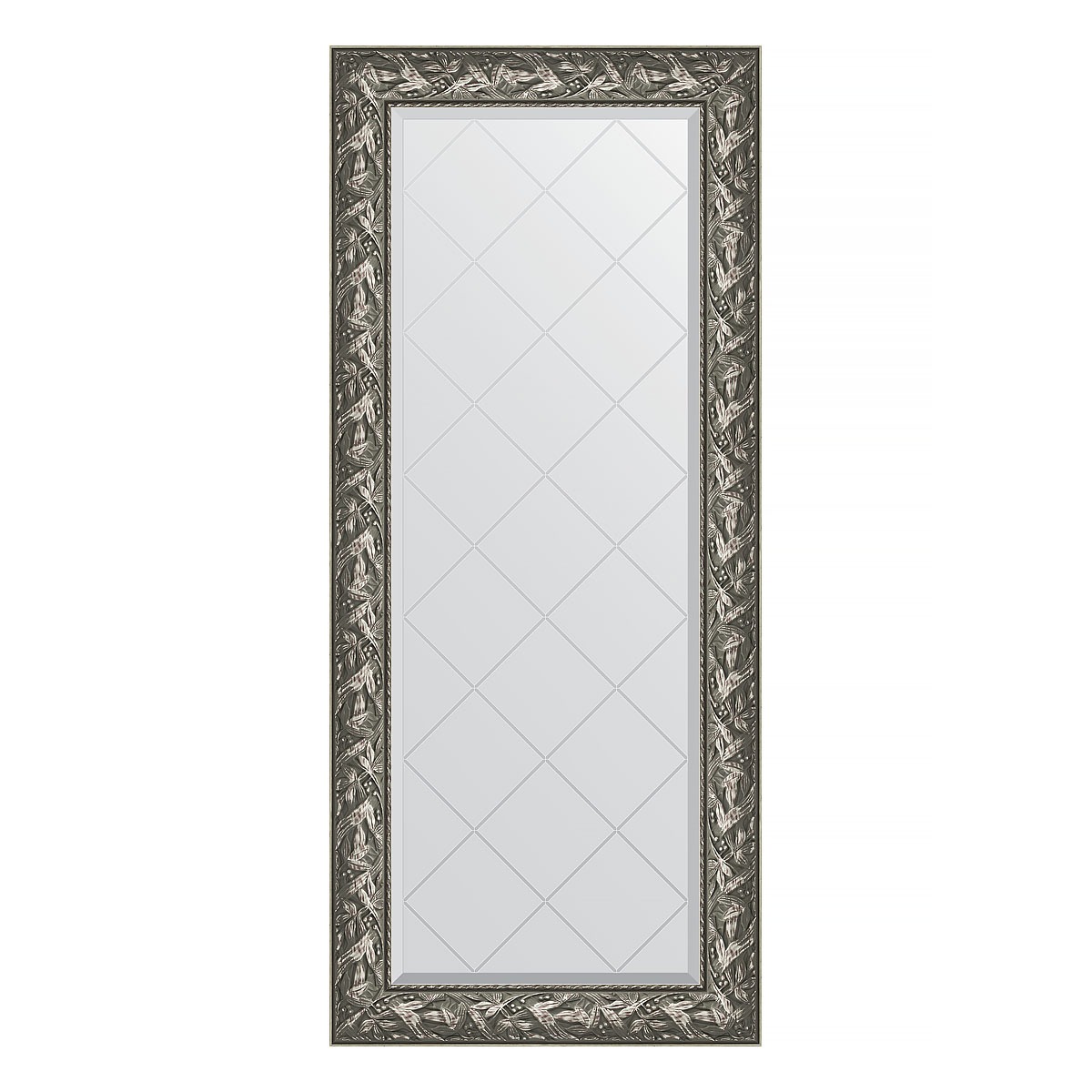 зеркало с гравировкой в багетной раме evoform византия серебро 99 мм 59x128 см Зеркало с гравировкой в багетной раме Evoform византия серебро 99 мм 69x158 см
