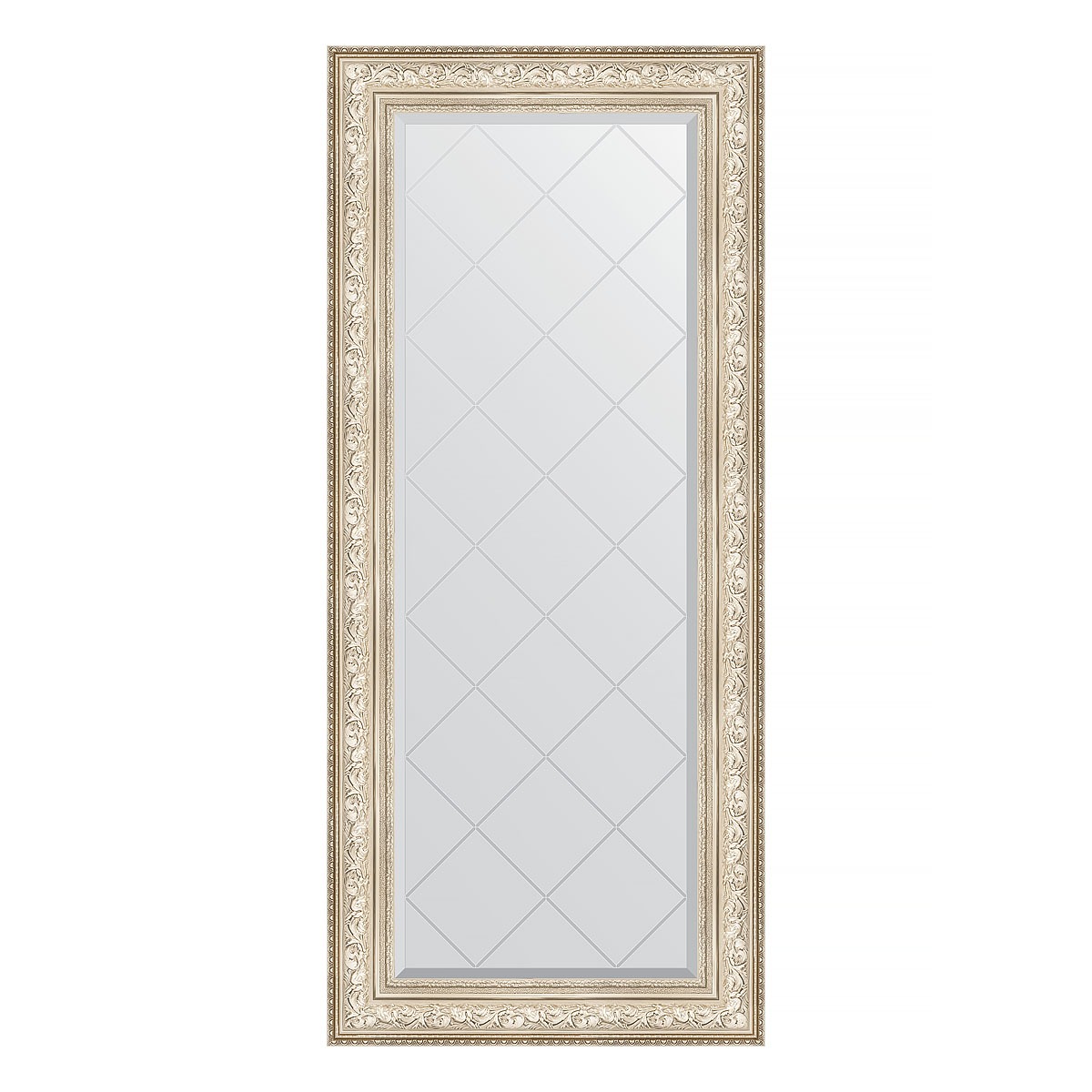 Зеркало с гравировкой в багетной раме Evoform виньетка серебро 109 мм 70x160 см