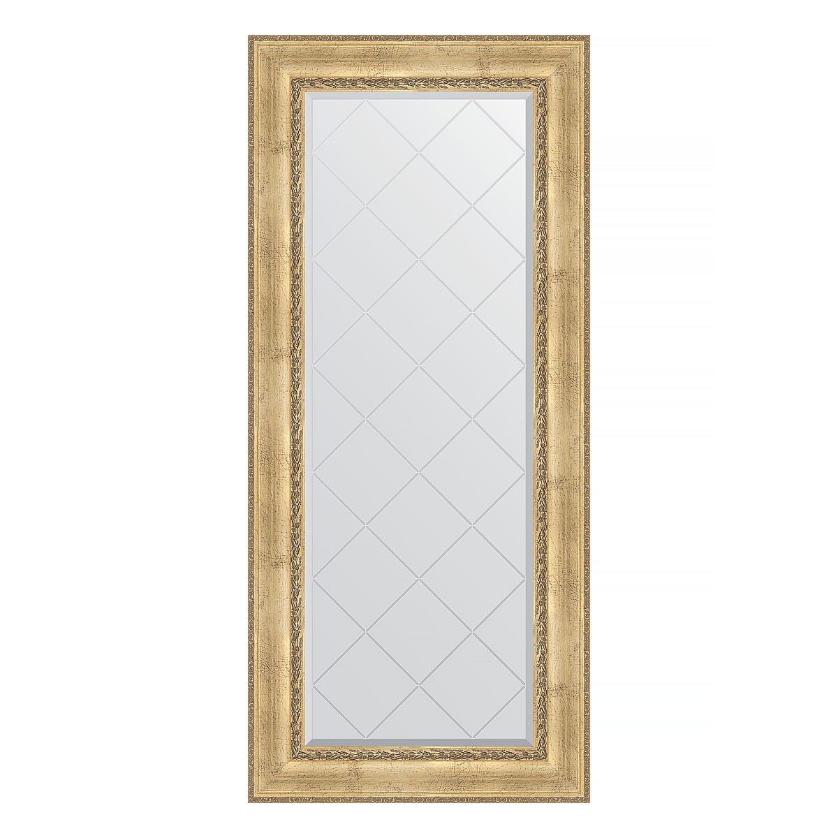 Зеркало с гравировкой в багетной раме Evoform состаренное серебро с орнаментом 120 мм 72x162 см