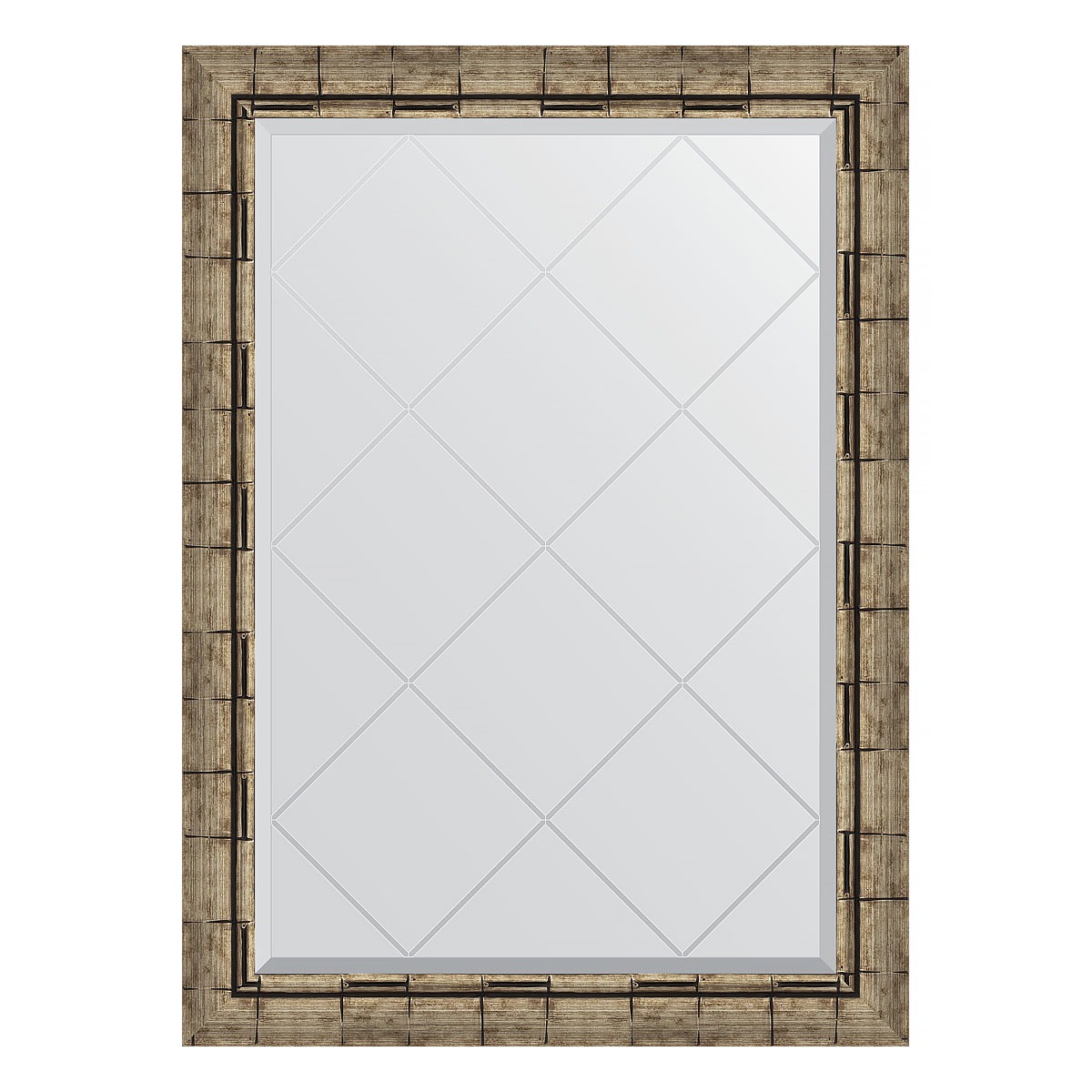 Зеркало с гравировкой в багетной раме Evoform серебряный бамбук 73 мм 73x101 см