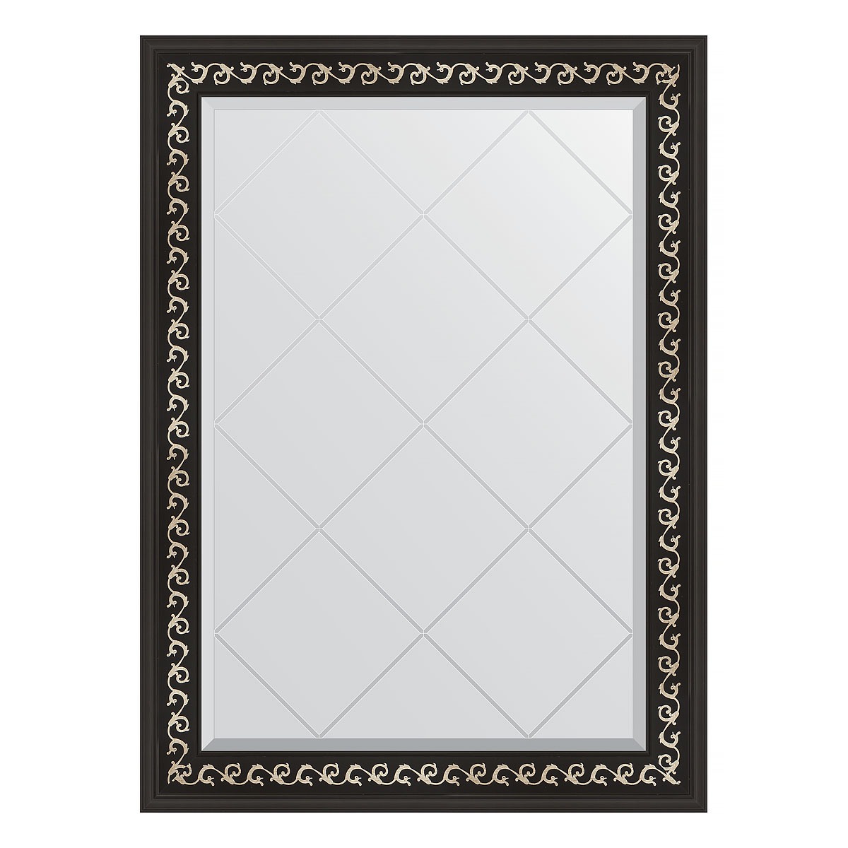 Зеркало с гравировкой в багетной раме Evoform черный ардеко 81 мм 75x102 см