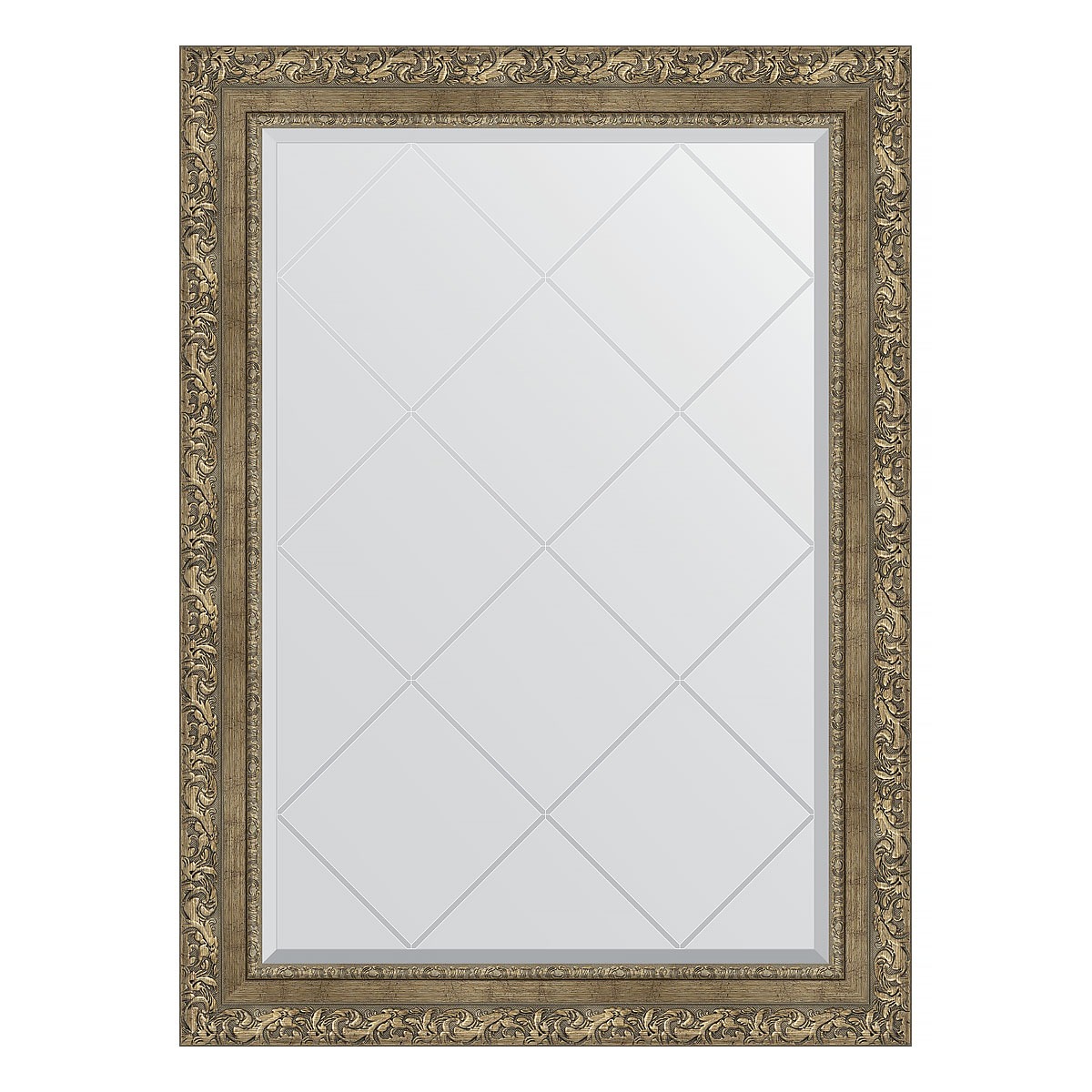 Зеркало с гравировкой в багетной раме Evoform виньетка античная латунь 85 мм 75x102 см
