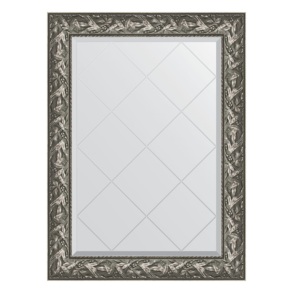 зеркало с гравировкой в багетной раме evoform византия серебро 99 мм 89x89 см Зеркало с гравировкой в багетной раме Evoform византия серебро 99 мм 79x106 см
