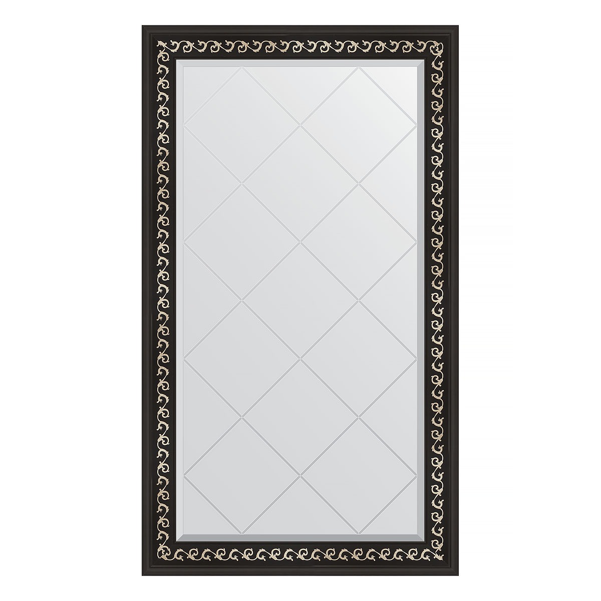 Зеркало с гравировкой в багетной раме Evoform черный ардеко 81 мм 75x129 см зеркало с фацетом в багетной раме evoform ардеко 81 мм 55х135 см