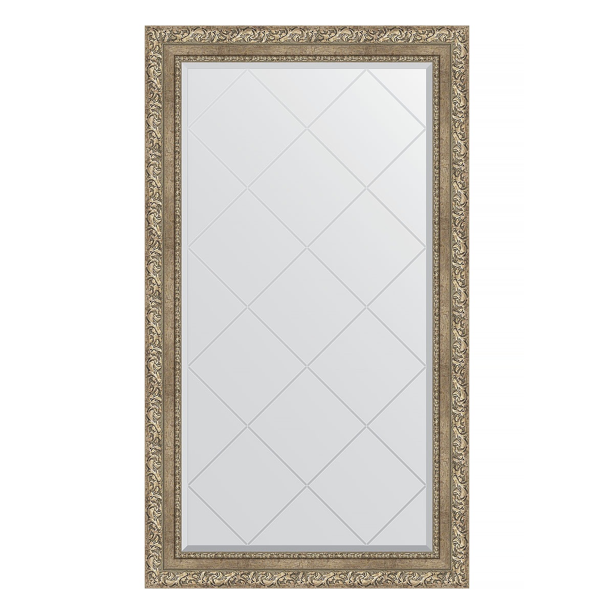 Зеркало с гравировкой в багетной раме Evoform виньетка античное серебро 85 мм 75x130 см зеркало 45х55 см виньетка античное серебро