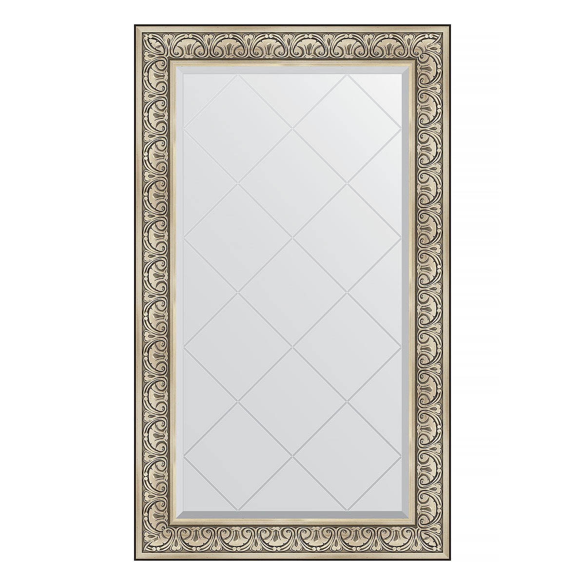 Зеркало с гравировкой в багетной раме Evoform барокко серебро 106 мм 80x135 см зеркало с фацетом в багетной раме evoform барокко серебро 106 мм 70х160 см