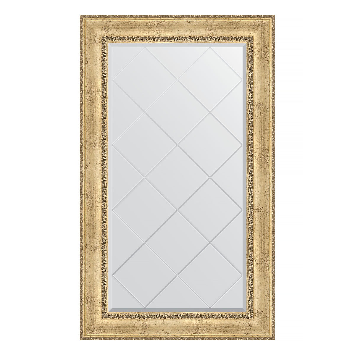 Зеркало с гравировкой в багетной раме Evoform состаренное серебро с орнаментом 120 мм 82x137 см