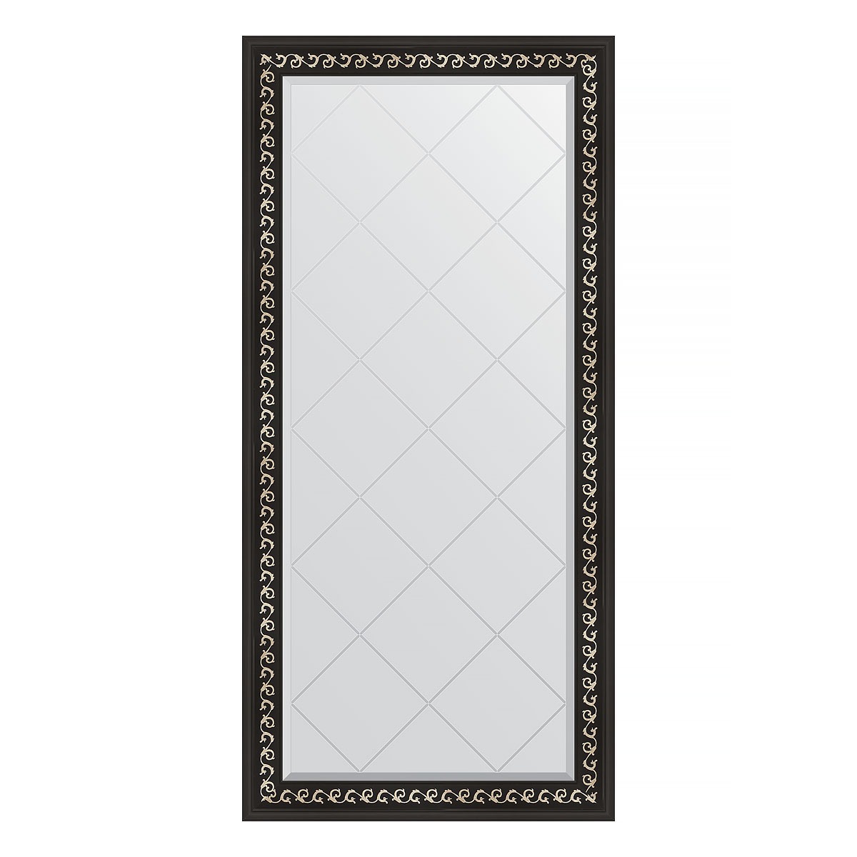 Зеркало с гравировкой в багетной раме Evoform черный ардеко 81 мм 75x157 см