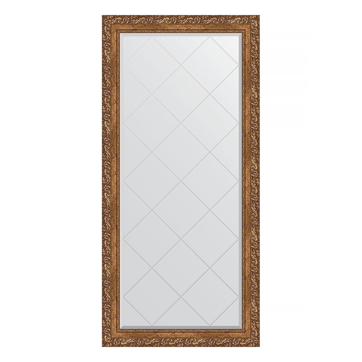 Зеркало с гравировкой в багетной раме Evoform виньетка бронзовая 85 мм 75x157 см 24369