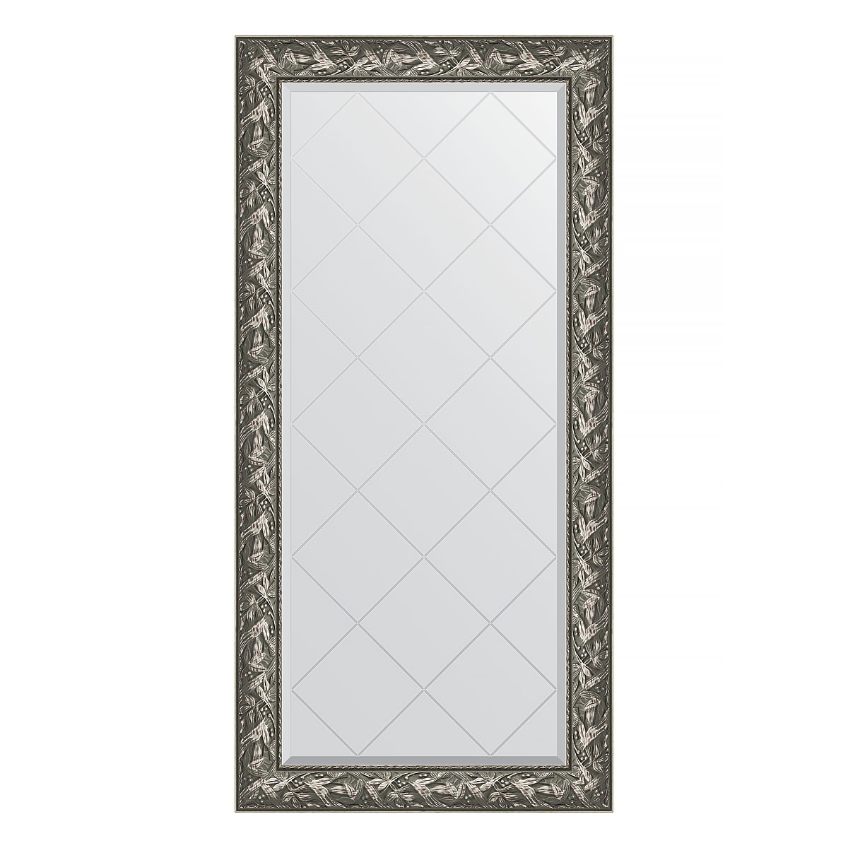 фото Зеркало с гравировкой в багетной раме evoform византия серебро 99 мм 79x161 см
