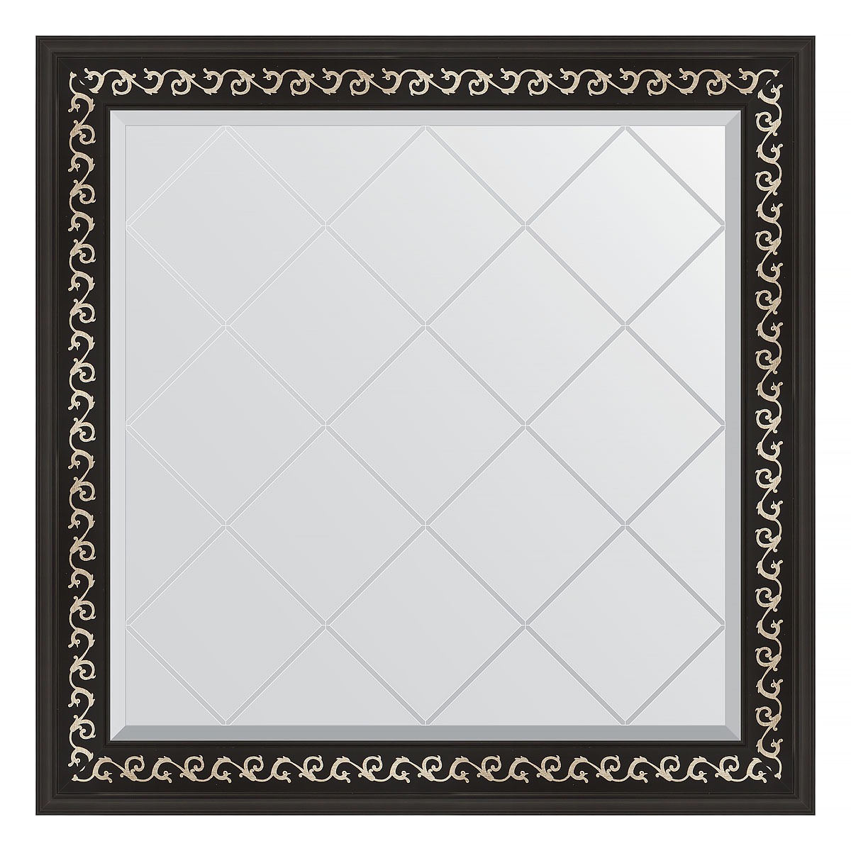 фото Зеркало с гравировкой в багетной раме evoform черный ардеко 81 мм 85x85 см