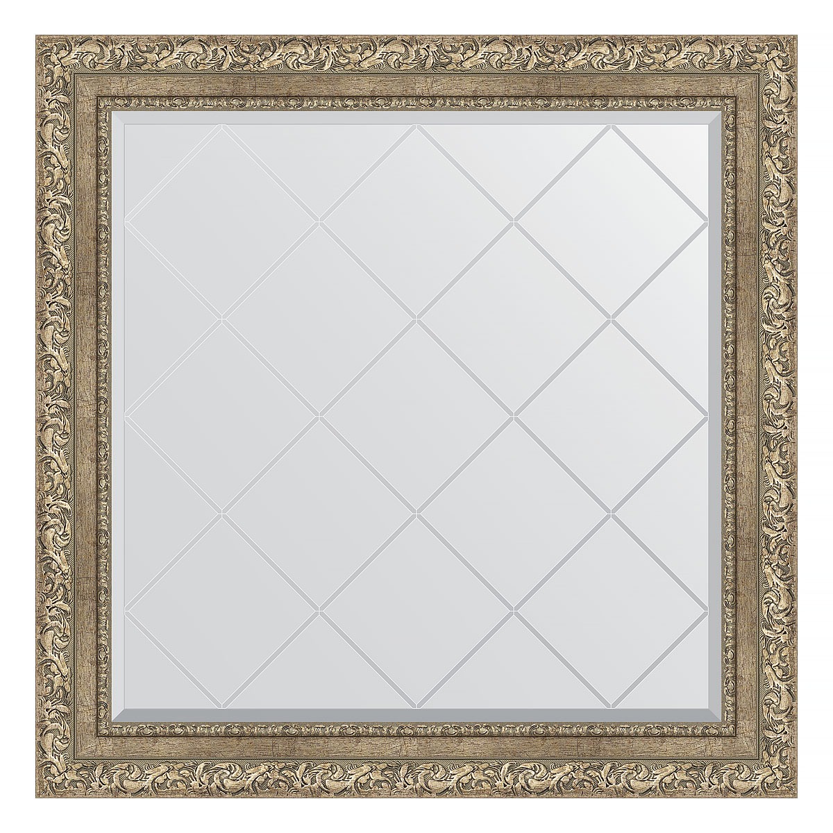 Зеркало с гравировкой в багетной раме Evoform виньетка античное серебро 85 мм 85x85 см зеркало с фацетом в багетной раме evoform виньетка серебро 109 мм 70х160 см
