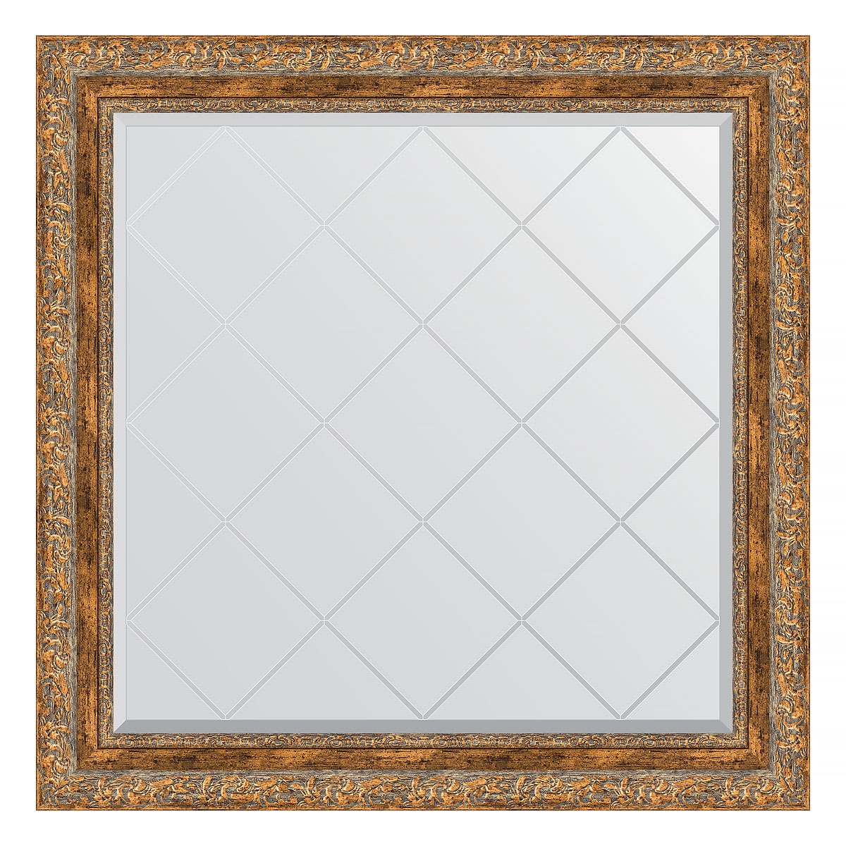 Зеркало с гравировкой в багетной раме Evoform виньетка античная бронза 85 мм 85x85 см