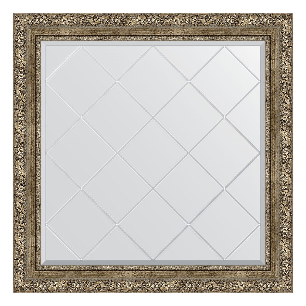 фото Зеркало с гравировкой в багетной раме evoform виньетка античная латунь 85 мм 85x85 см