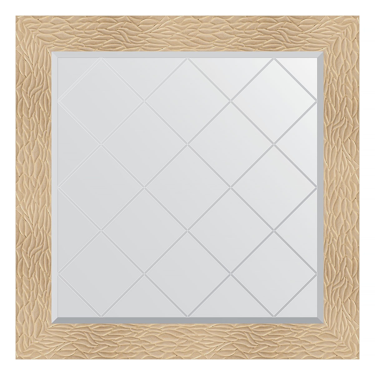 фото Зеркало с гравировкой в багетной раме evoform золотые дюны 90 мм 86x86 см