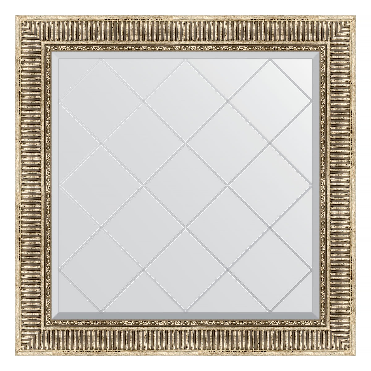 фото Зеркало с гравировкой в багетной раме evoform серебряный акведук 93 мм 87x87 см