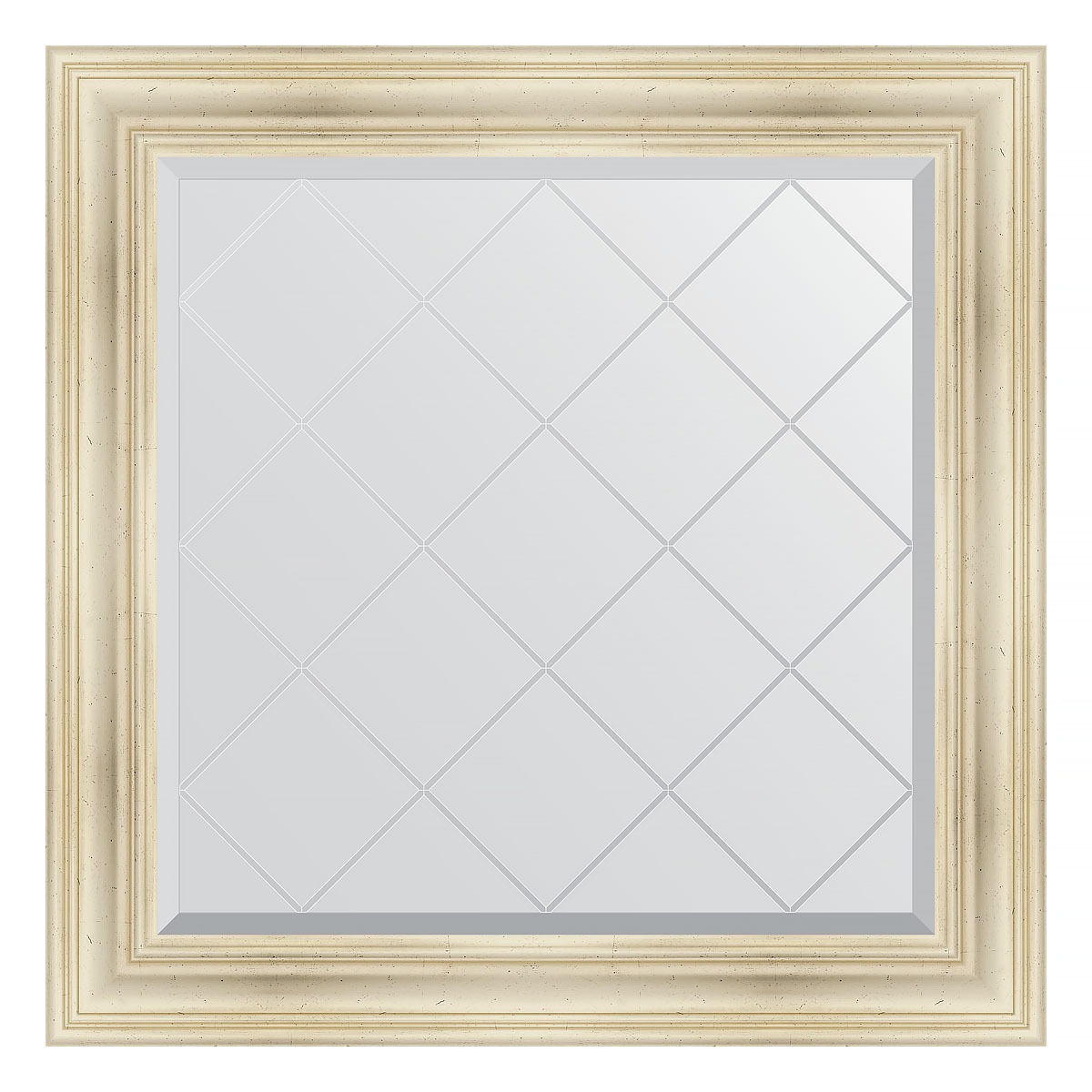 фото Зеркало с гравировкой в багетной раме evoform травленое серебро 99 мм 89x89 см