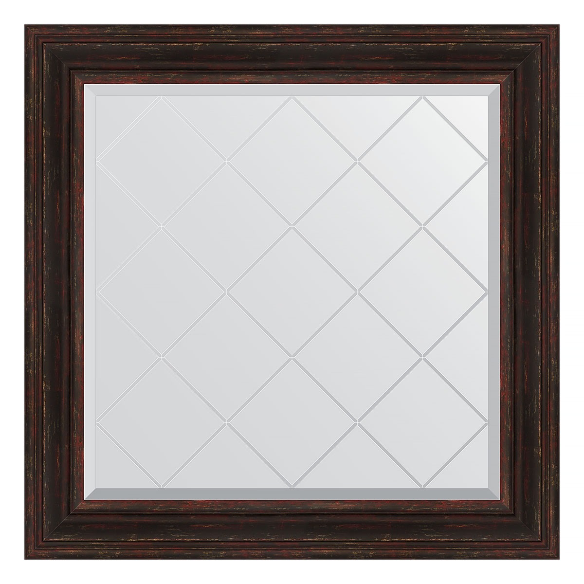 Зеркало с гравировкой в багетной раме Evoform темный прованс 99 мм 89x89 см зеркало 79х169 см темный прованс evoform exclusive by 3603