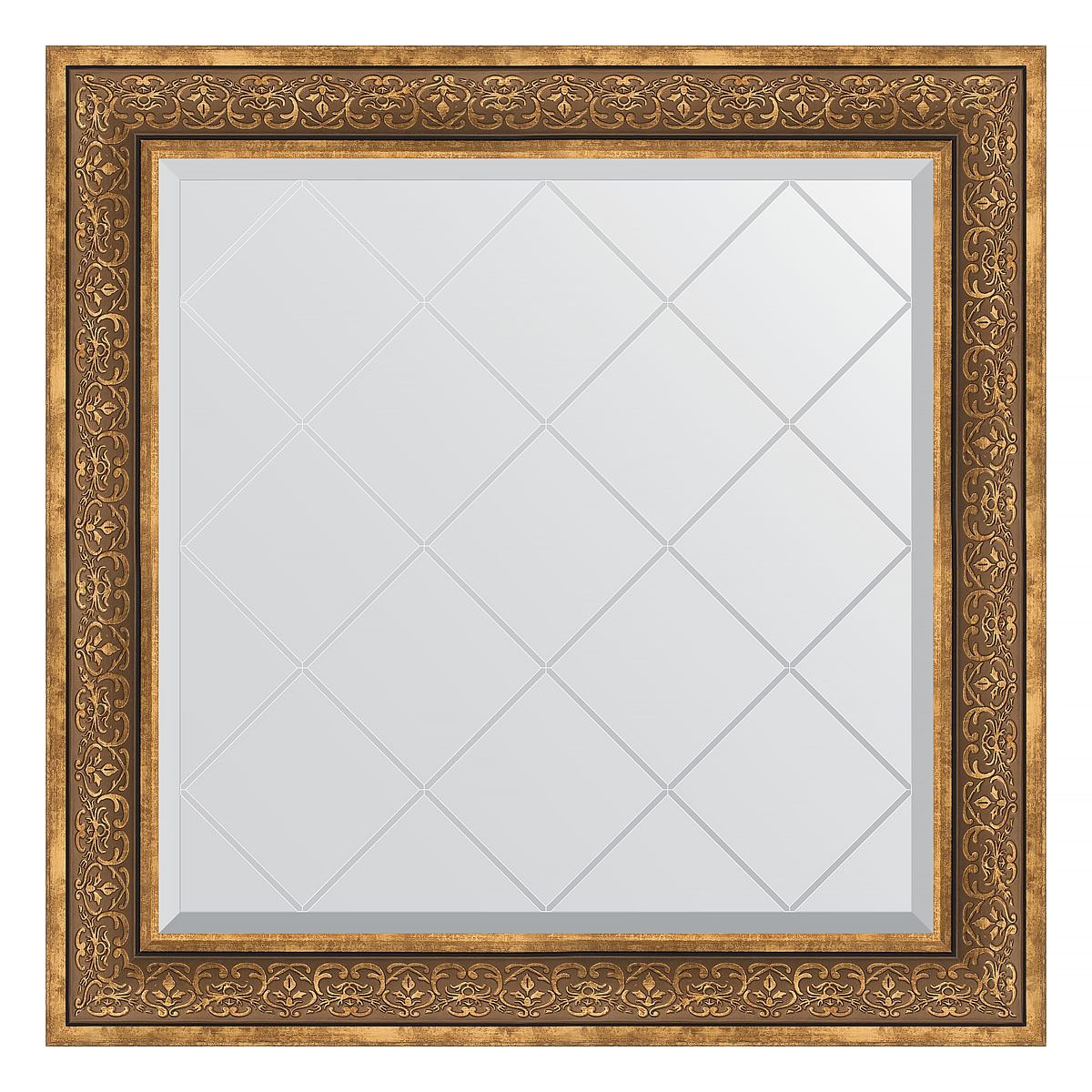 Зеркало с гравировкой в багетной раме Evoform вензель бронзовый 101 мм 89x89 см