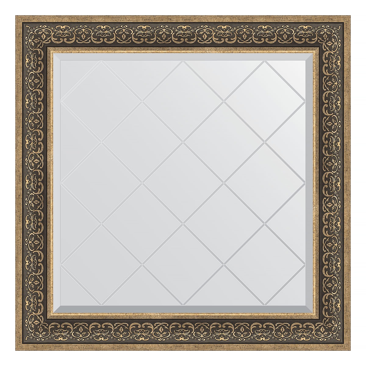 Зеркало с гравировкой в багетной раме Evoform вензель серебряный 101 мм 89x89 см