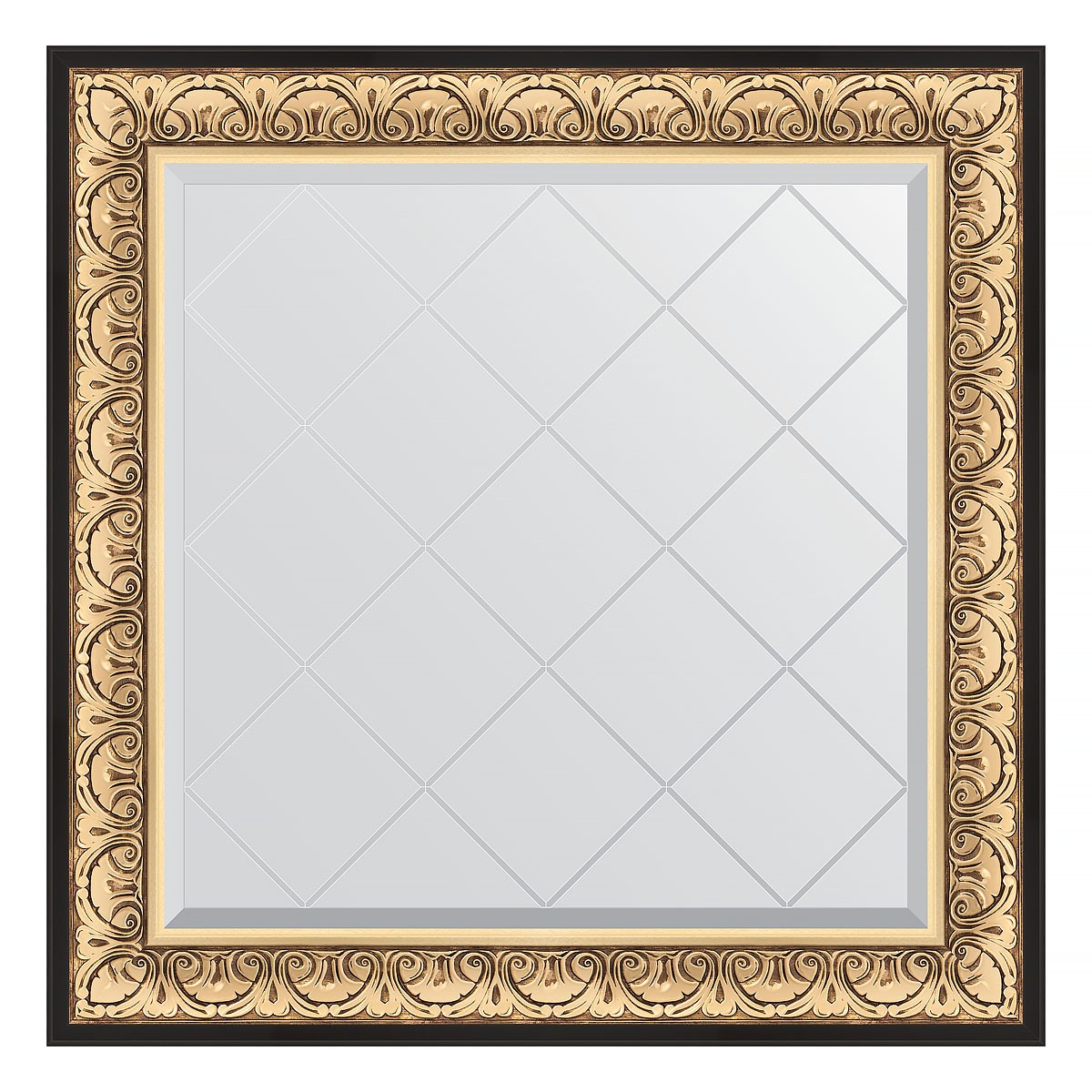 Зеркало с гравировкой в багетной раме Evoform барокко золото 106 мм 90x90 см