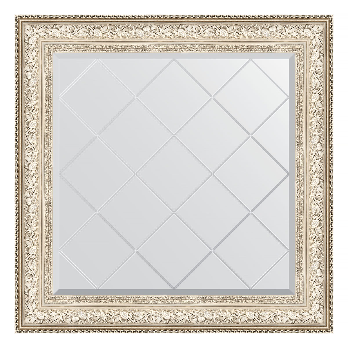 фото Зеркало с гравировкой в багетной раме evoform виньетка серебро 109 мм 90x90 см