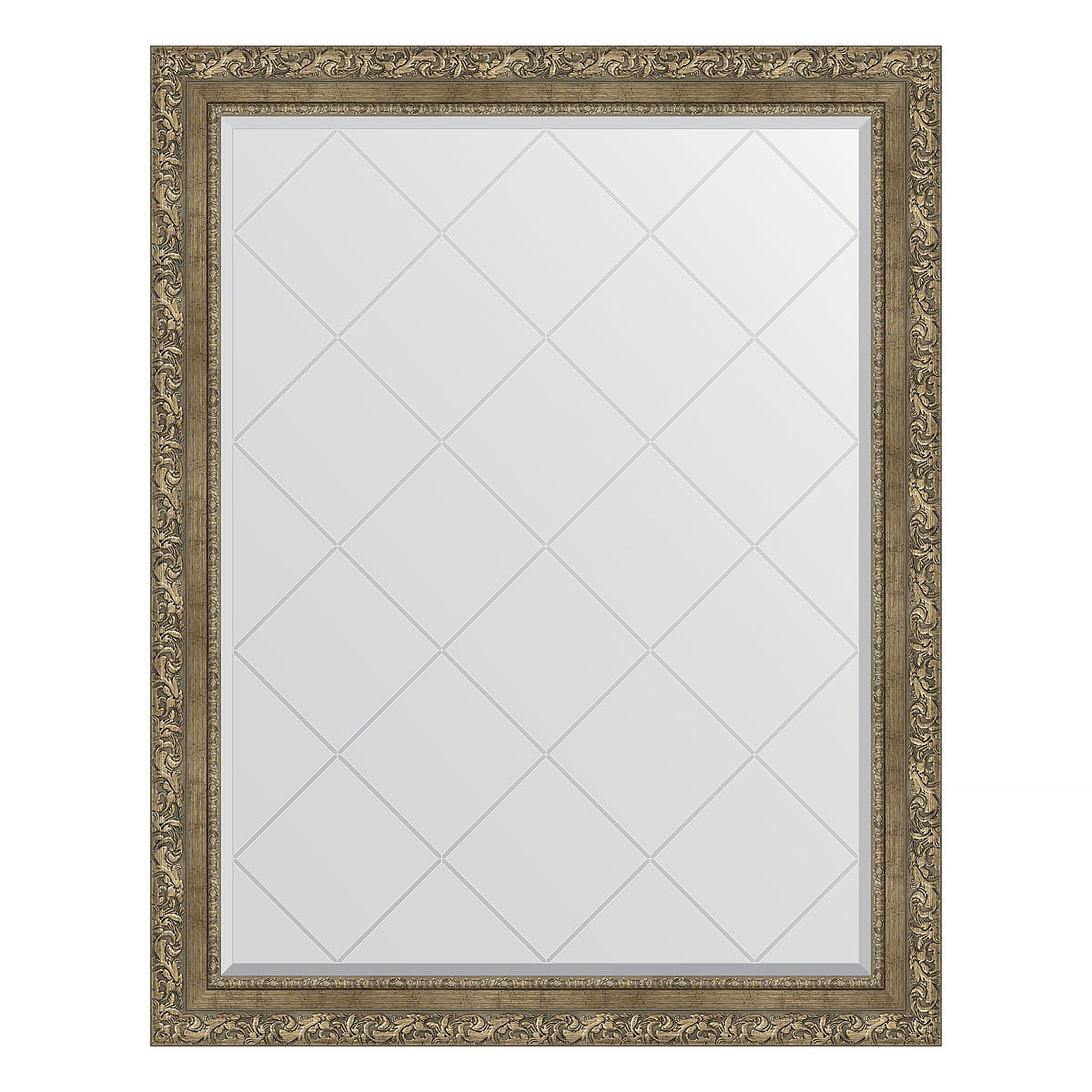 фото Зеркало с гравировкой в багетной раме evoform виньетка античная латунь 85 мм 95x120 см
