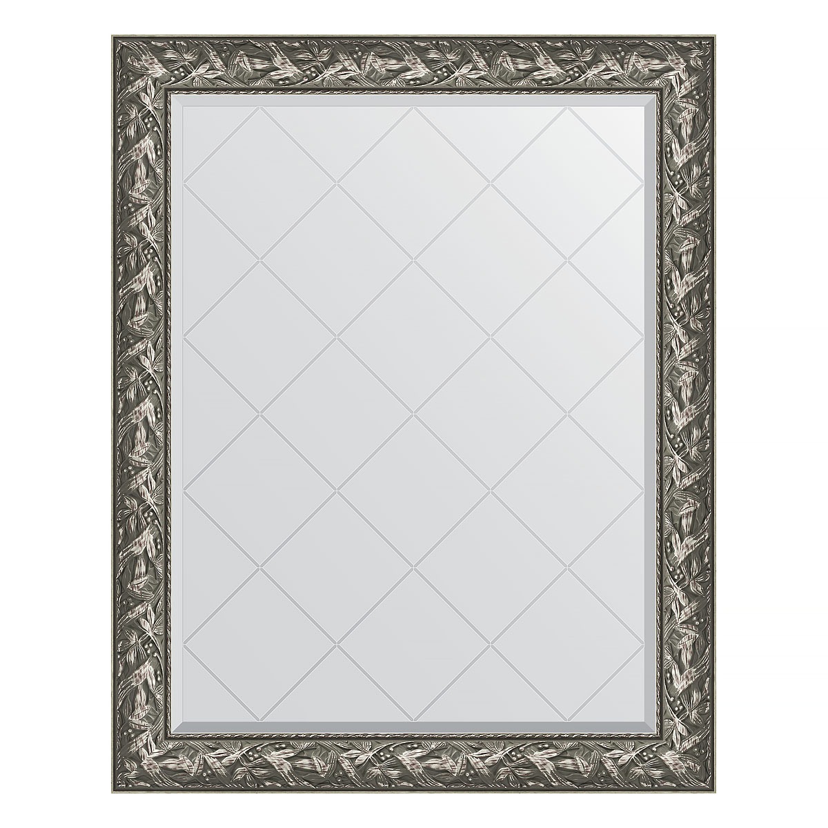 зеркало с гравировкой в багетной раме evoform византия серебро 99 мм 59x128 см Зеркало с гравировкой в багетной раме Evoform византия серебро 99 мм 99x124 см