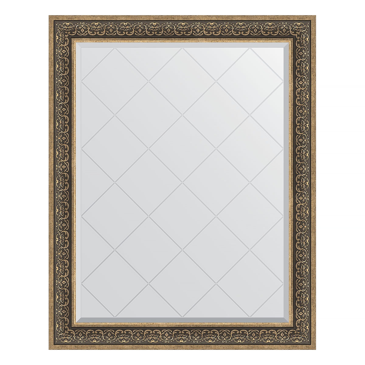 Зеркало с гравировкой в багетной раме Evoform вензель серебряный 101 мм 99x124 см 28339
