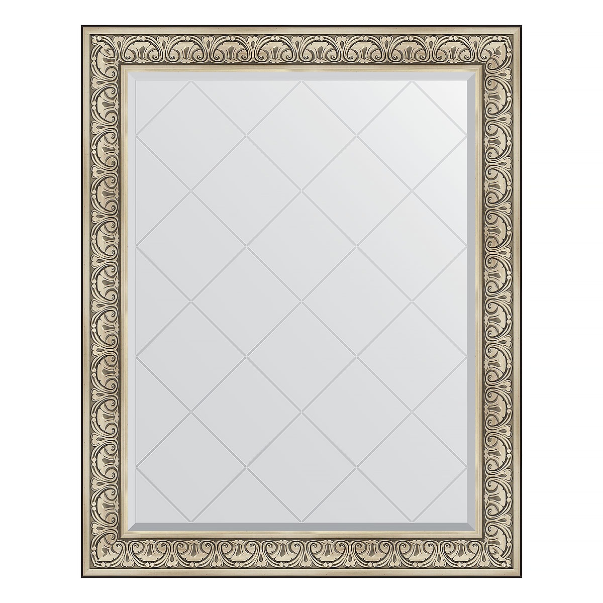 Зеркало с гравировкой в багетной раме Evoform барокко серебро 106 мм 100x125 см зеркало с гравировкой в багетной раме барокко серебро 106 мм 100x125 см