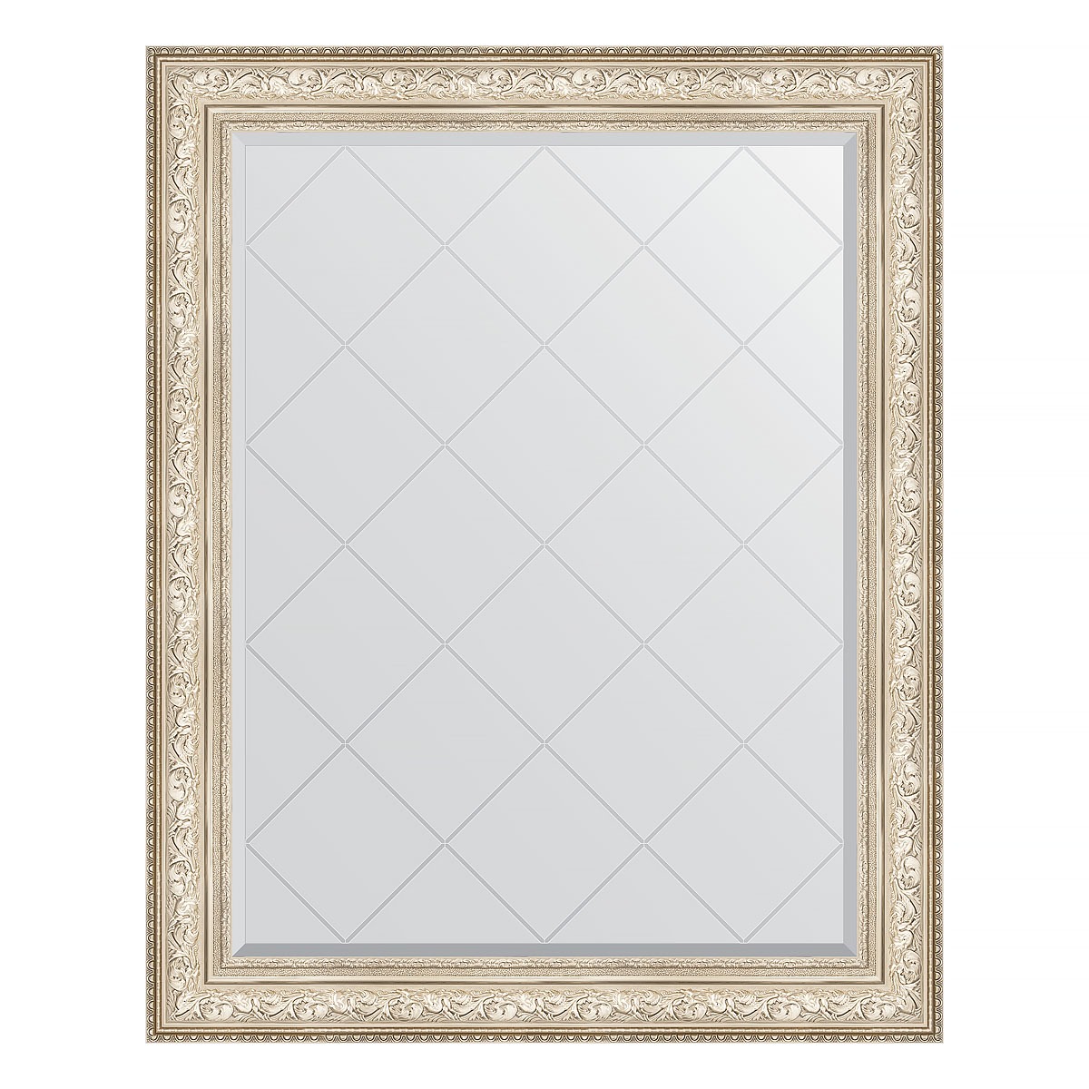 фото Зеркало с гравировкой в багетной раме evoform виньетка серебро 109 мм 100x125 см