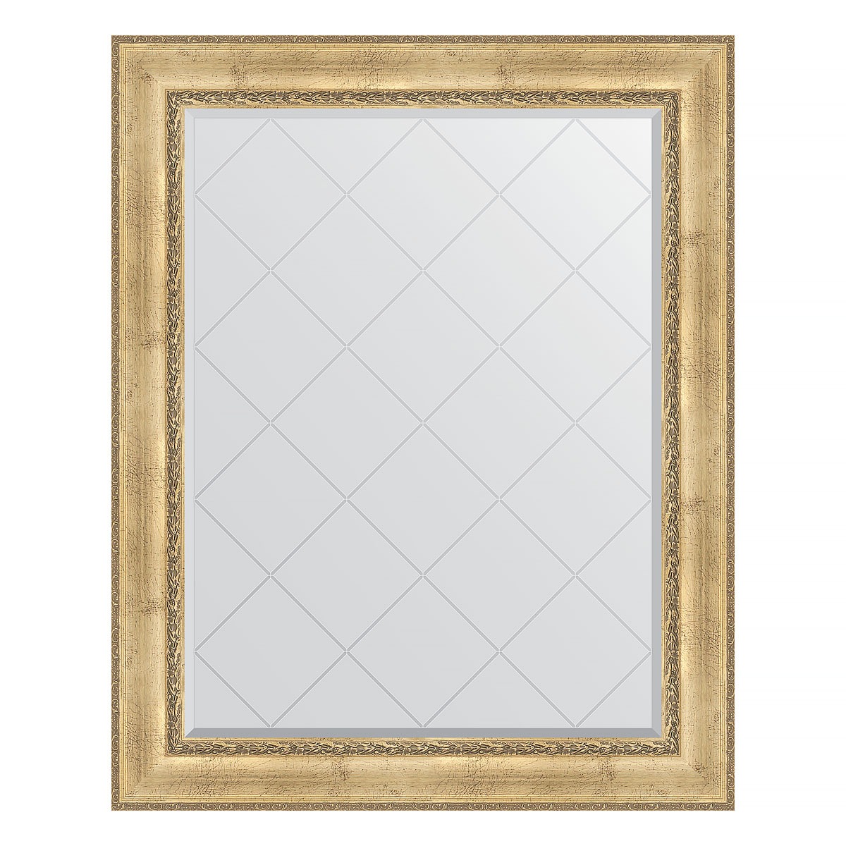 Зеркало с гравировкой в багетной раме Evoform состаренное серебро с орнаментом 120 мм 102x127 см