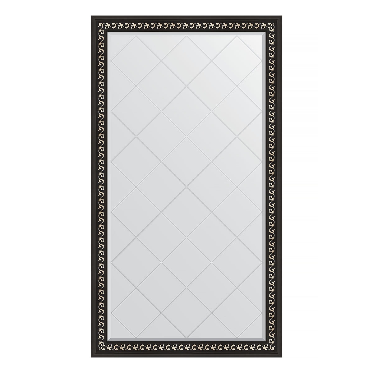 Зеркало с гравировкой в багетной раме Evoform черный ардеко 81 мм 95x169 см зеркало с фацетом в багетной раме evoform ардеко 81 мм 55х135 см