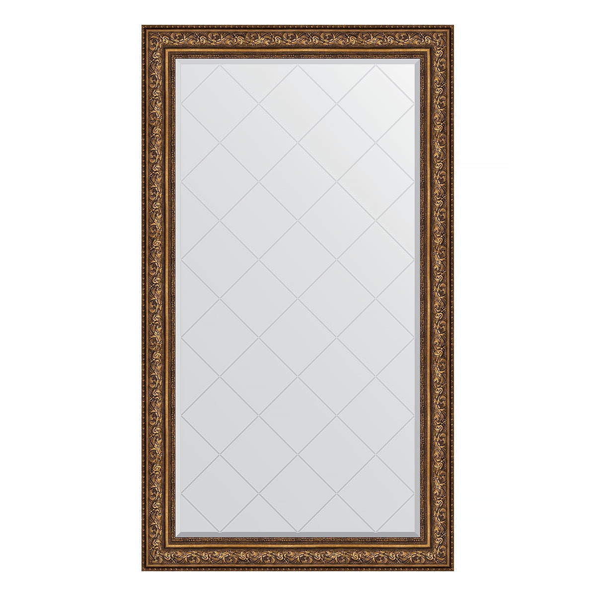 Зеркало с гравировкой в багетной раме Evoform виньетка состаренная бронза 109 мм 100x175 см