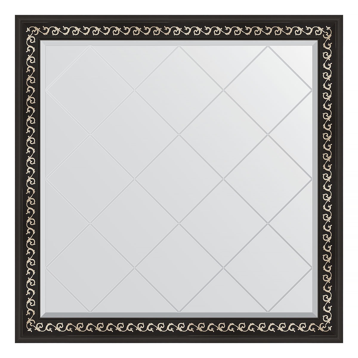 Зеркало с гравировкой в багетной раме Evoform черный ардеко 81 мм 105x105 см