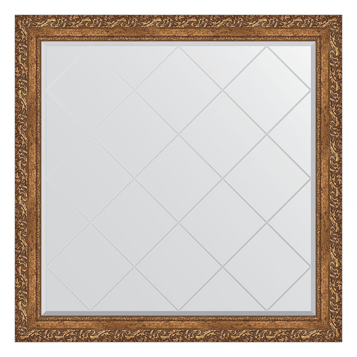 Зеркало с гравировкой в багетной раме Evoform виньетка бронзовая 85 мм 105x105 см 22589