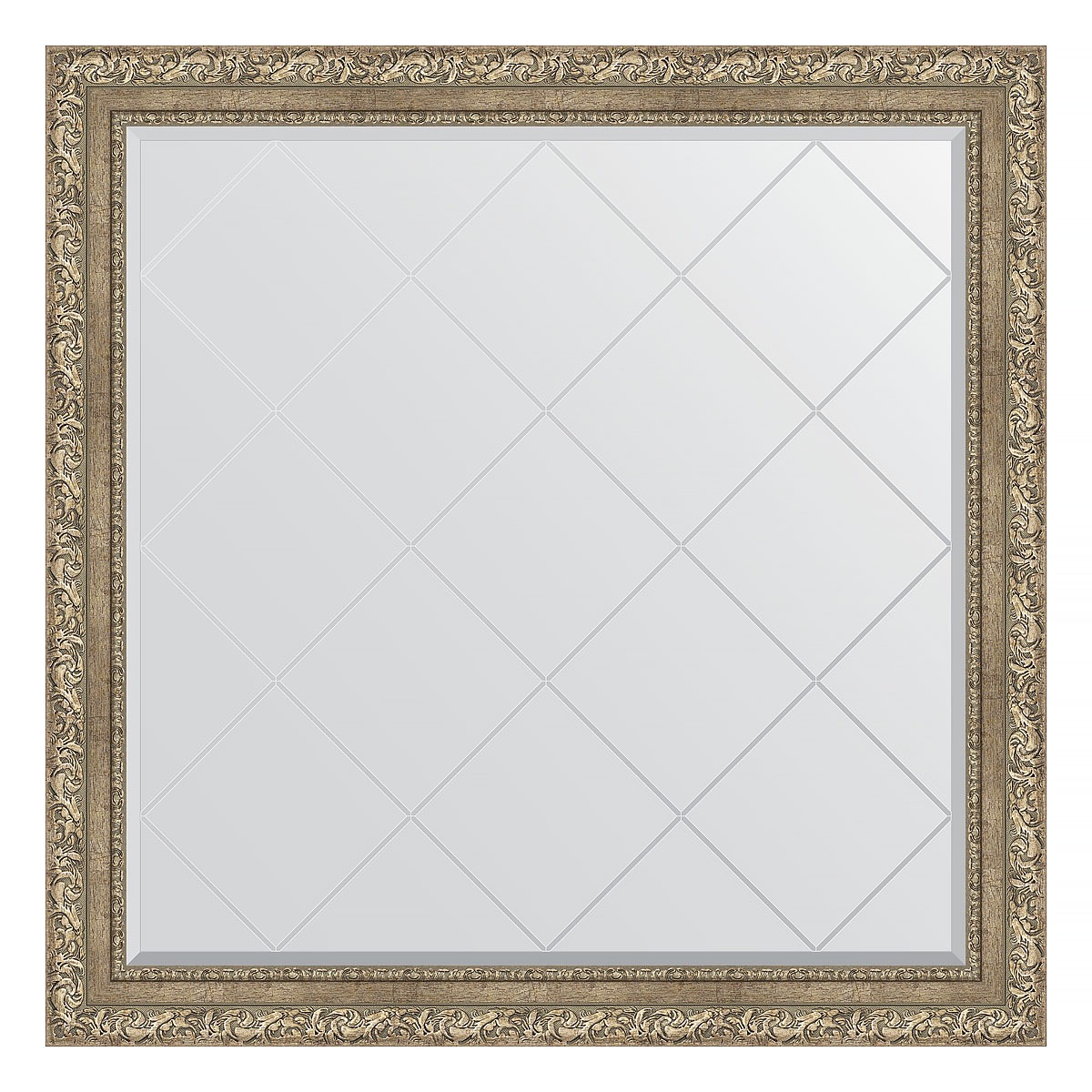 Зеркало с гравировкой в багетной раме Evoform виньетка античное серебро 85 мм 105x105 см зеркало 45х55 см виньетка античное серебро