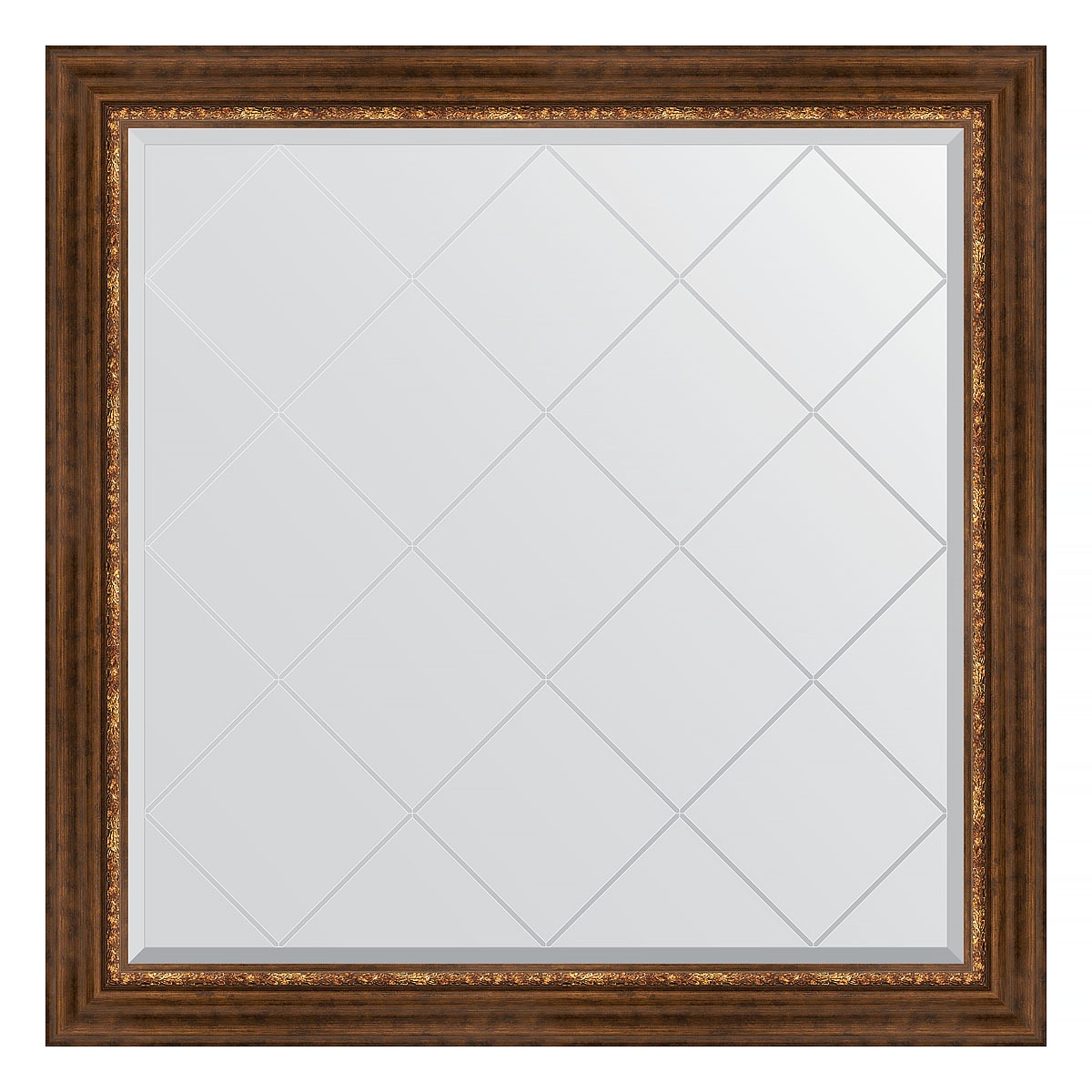 фото Зеркало с гравировкой в багетной раме evoform римская бронза 88 мм 106x106 см