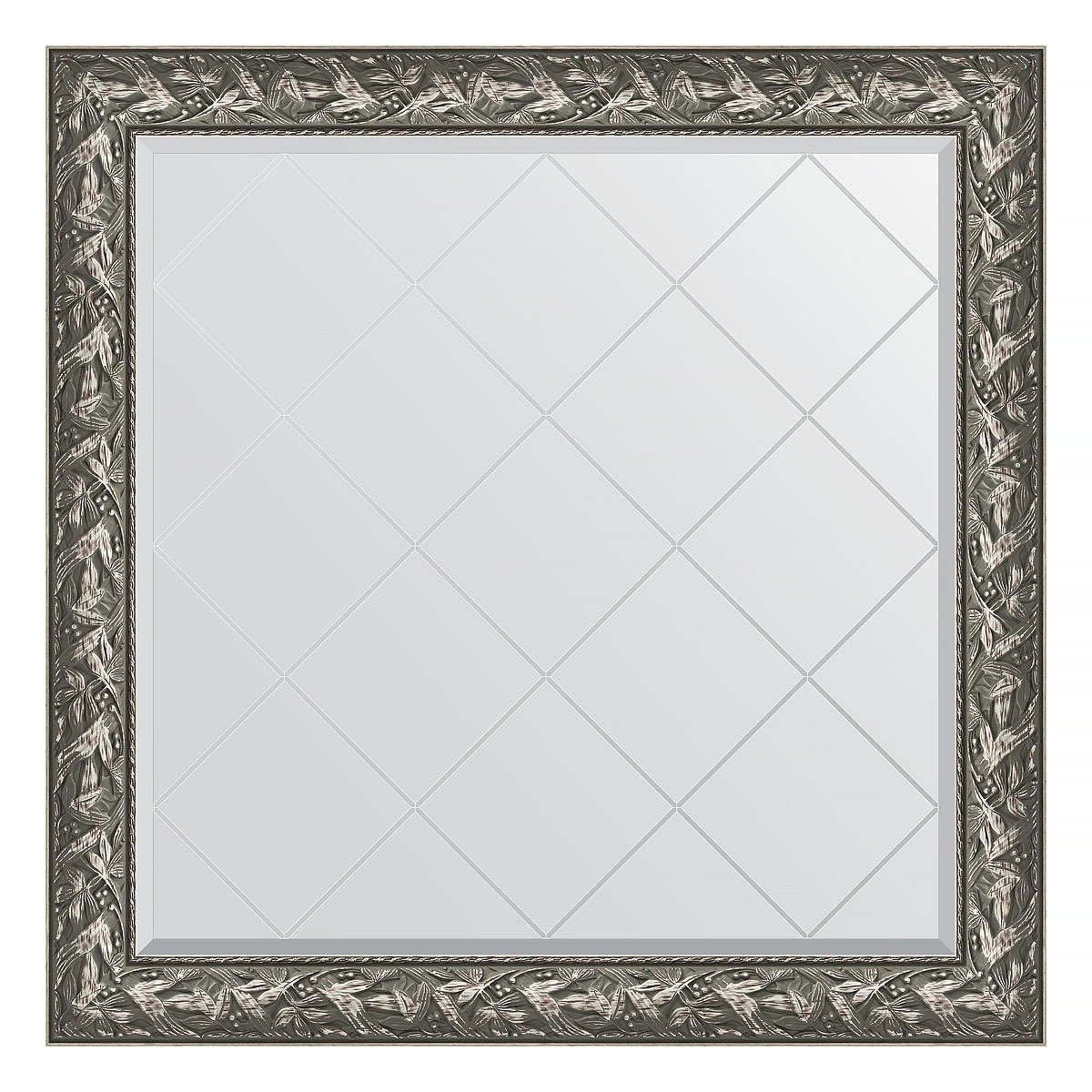 зеркало с гравировкой в багетной раме evoform византия серебро 99 мм 89x89 см Зеркало с гравировкой в багетной раме Evoform византия серебро 99 мм 109x109 см