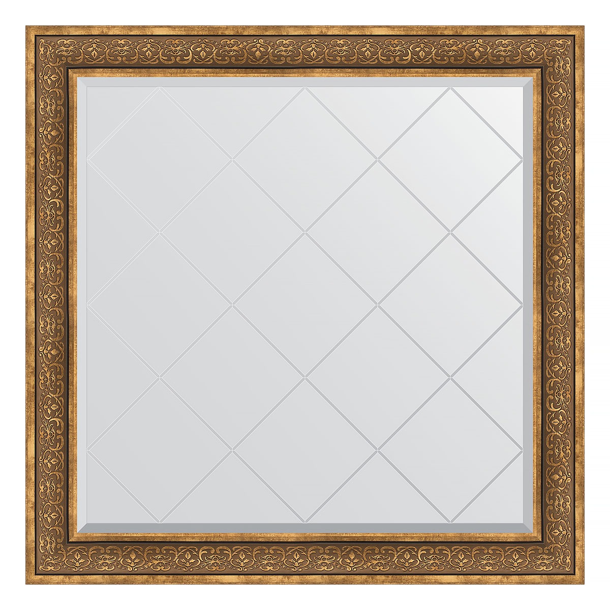 Зеркало с гравировкой в багетной раме Evoform вензель бронзовый 101 мм 109x109 см