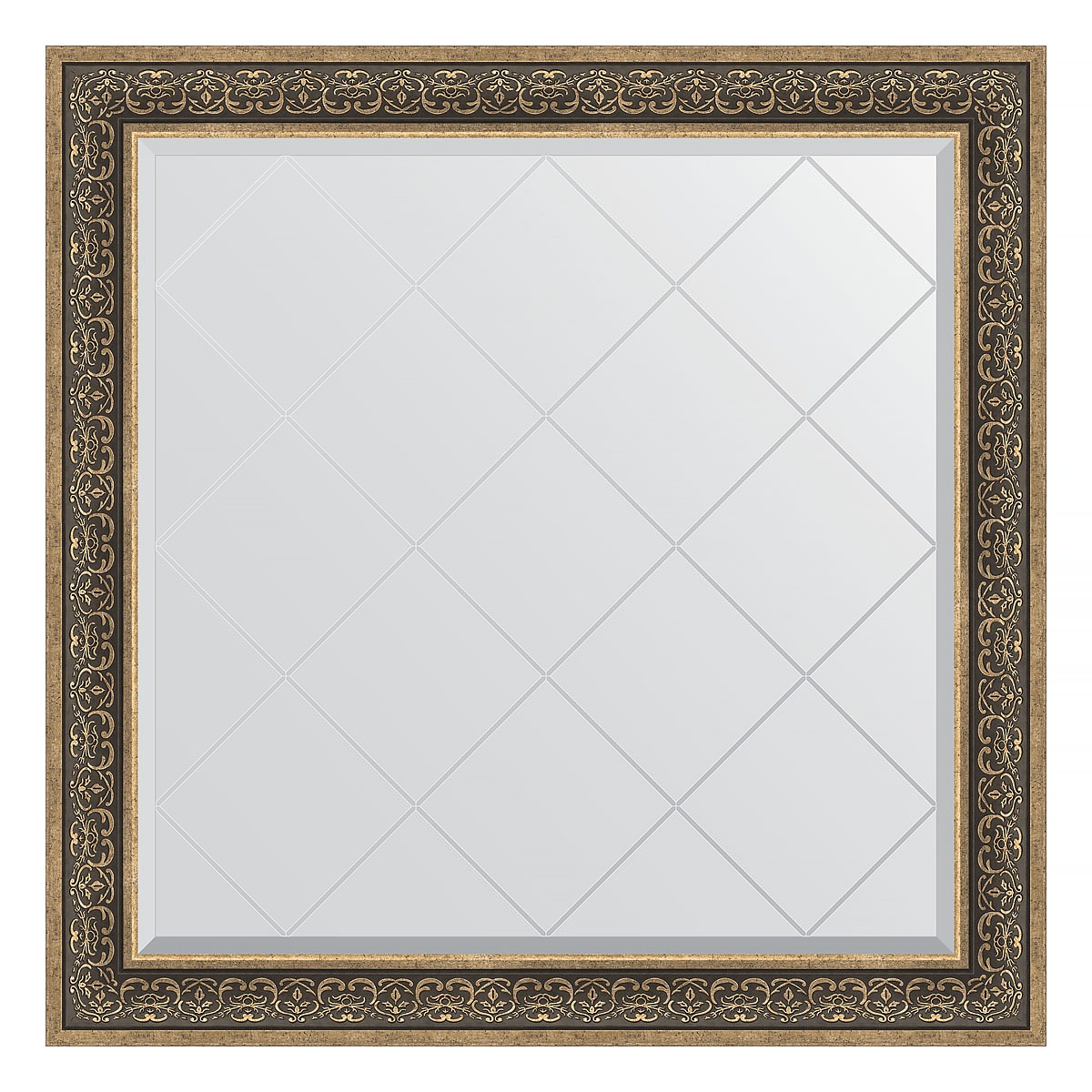 Зеркало с гравировкой в багетной раме Evoform вензель серебряный 101 мм 109x109 см