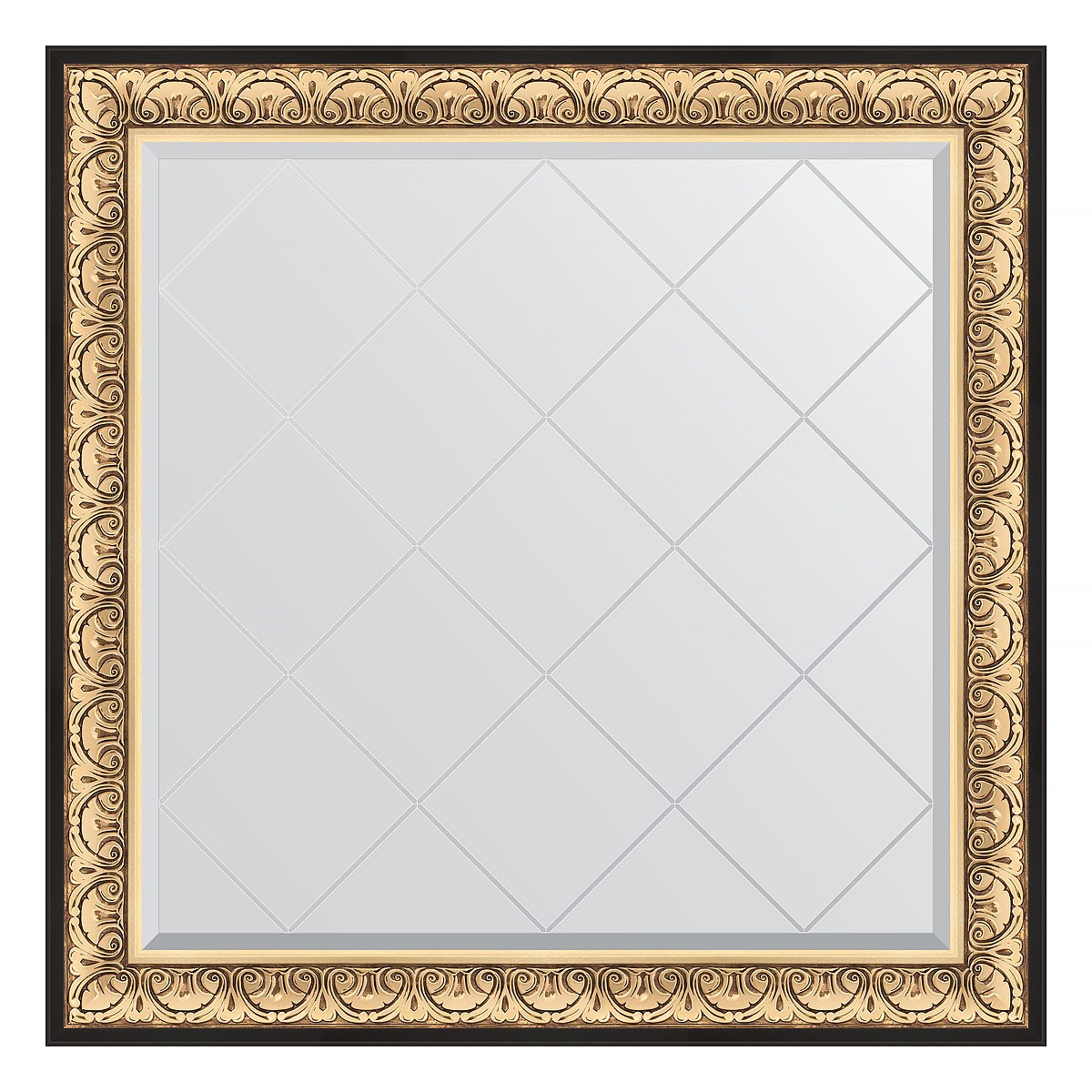 Зеркало с гравировкой в багетной раме Evoform барокко золото 106 мм 110x110 см